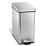 10L profile pedal bin, brushed stainless steel