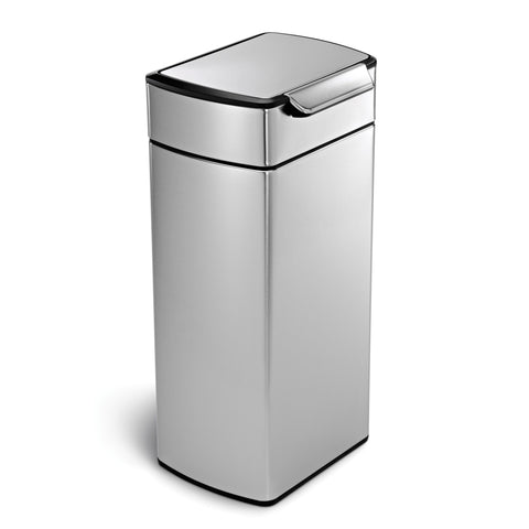 30L rectangular touch-bar bin, brushed stainless steel