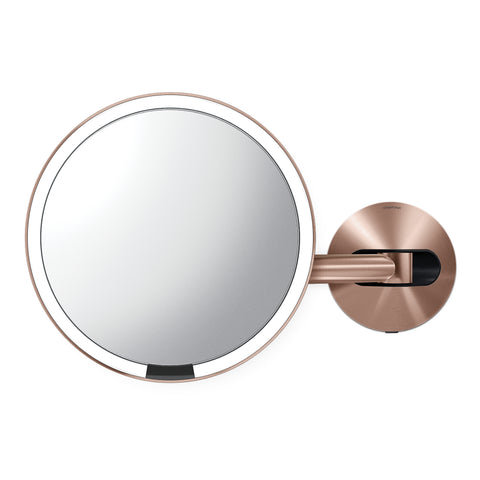 Hard-wired wall mount sensor mirror, rose gold stainless steel