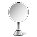 Sensor mirror with touch-control brightness, brushed stainless steel