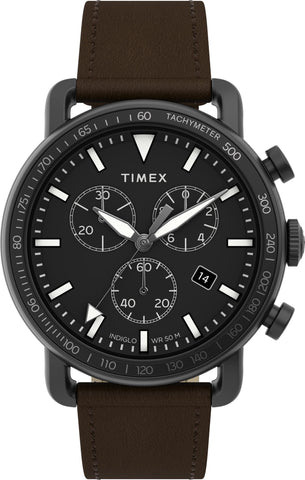 Timex Port Chronograph 42mm Leather Strap Watch TW2U02100