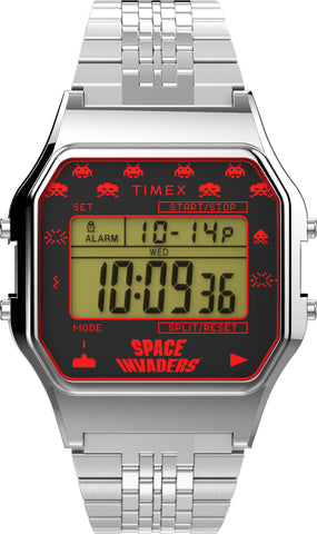 Timex T80 x SPACE INVADERS 34mm Stainless Steel Bracelet Watch TW2V30000
