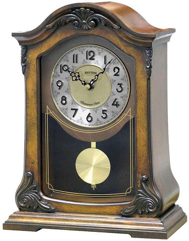 Wooden Chime and Melody Table Clock RHYTHM CRJ717CR06